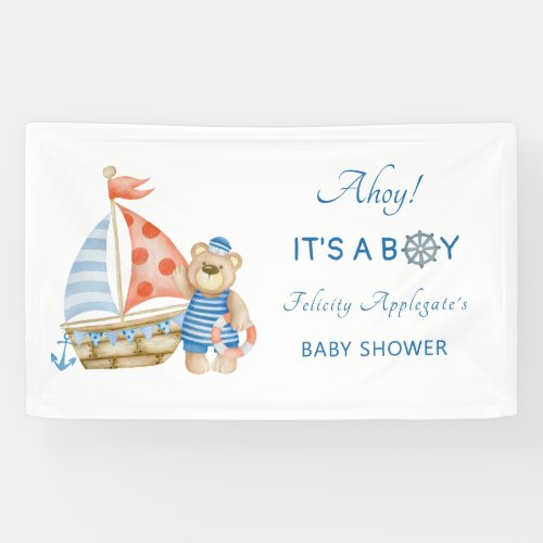 Nautical Ahoy Its A Boy Baby Shower Banner