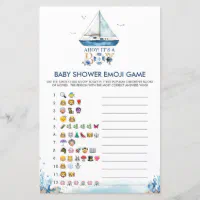 Nautical Ahoy It's a Boy Baby Shower Emoji Game