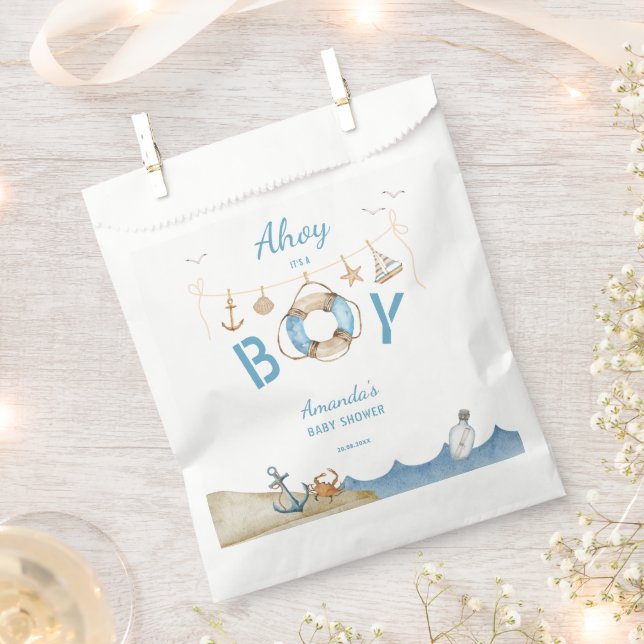 Nautical Ahoy It's a Boy Baby Shower Favor Bag (Clipped)