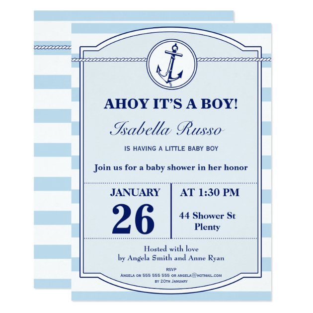 Nautical Ahoy It's A Boy Baby Shower Invitation