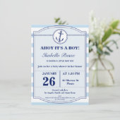 Nautical Ahoy It's A Boy Baby Shower Invitation (Standing Front)
