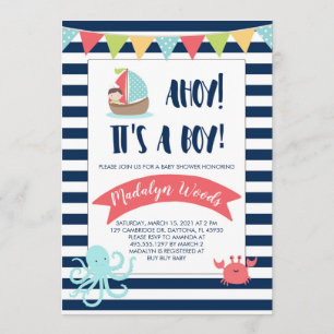 Nautical Ahoy! It's a Boy! Baby Shower Invitation