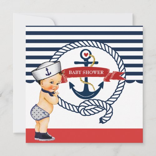 Nautical Ahoy Its a Boy Baby Shower Invitation