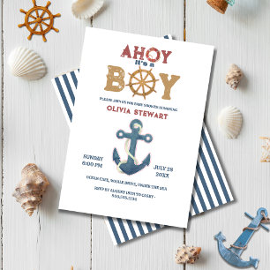 Nautical Ahoy its a boy Baby shower Invitation