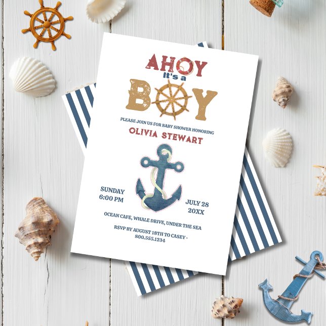 Nautical Ahoy its a boy Baby shower Invitation (Creator Uploaded)