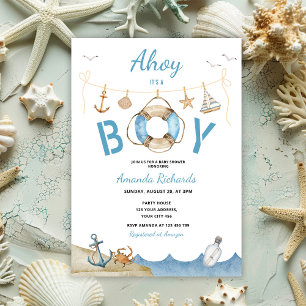Nautical Ahoy It's a Boy Baby Shower Invitation