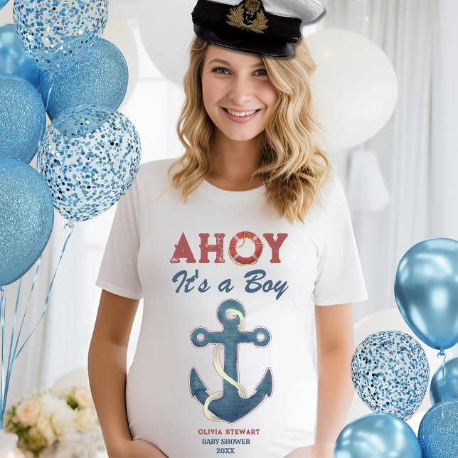 Nautical Ahoy its a boy Baby shower Invitation T-Shirt (Creator Uploaded)