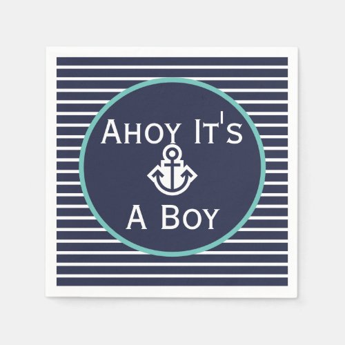 Nautical Ahoy Its A Boy Baby Shower Napkins