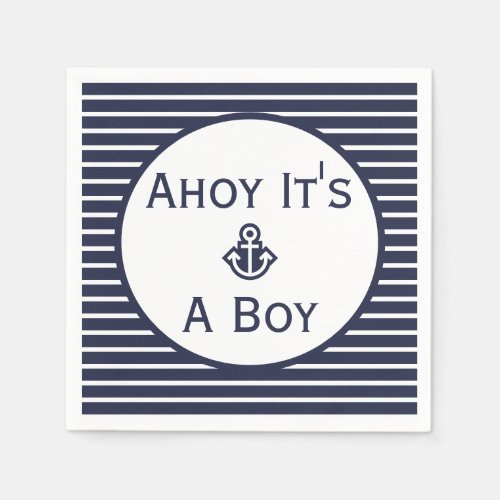 Nautical Ahoy Its A Boy Baby Shower Napkins