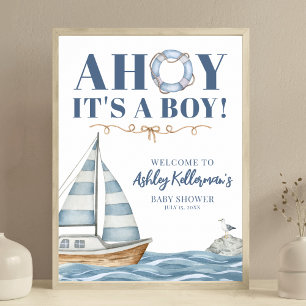 Nautical Ahoy It's A Boy Baby Shower Poster