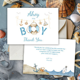 Nautical Ahoy It's a Boy Baby Shower Thank You Card