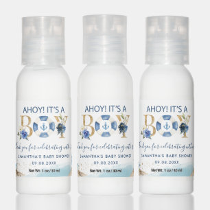 Nautical Ahoy It's a Boy Blue Gold Baby Shower Hand Lotion