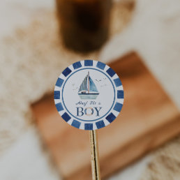 Nautical Ahoy! It&#39;s a Boy Boat Baby Shower  Classic Round Sticker