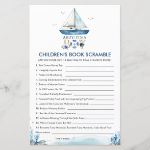 Nautical Ahoy It's a Boy Children's Book Scramble