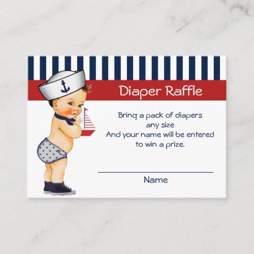 Nautical Ahoy Its a Boy Diaper Raffle Insert