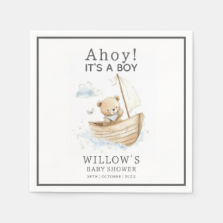 Nautical Ahoy It's A Boy Sailboat Baby Shower Napkins
