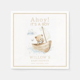 Nautical Ahoy It's A Boy Sailboat Baby Shower Napkins