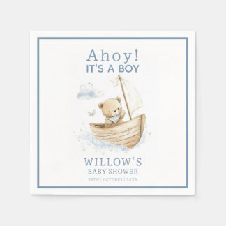 Nautical Ahoy It's A Boy Sailboat Baby Shower Napkins