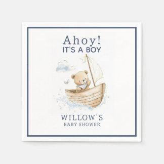 Nautical Ahoy It's A Boy Sailboat Baby Shower Napkins