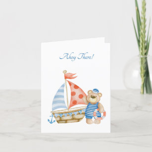 Nautical Ahoy It's A Boy Sailor Bear Baby Shower T Thank You Card