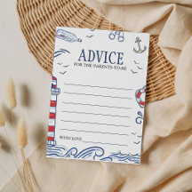 Nautical Ahoy It's a Boy Shower Advice Card
