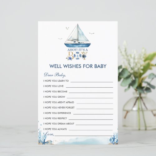 Nautical Ahoy Its a Boy Well Wishes for Baby Card