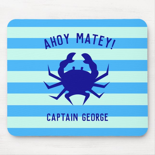 Nautical Ahoy Matey! Personalized Mousepad Beach (Front)