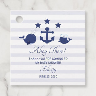 Nautical Ahoy There Anchor Boy Baby Shower Favor Tags