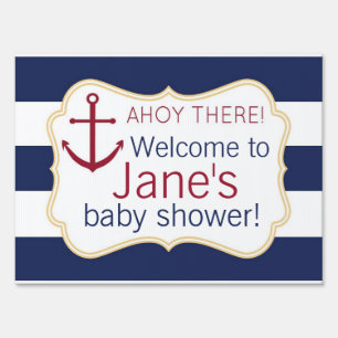 Nautical Ahoy There Baby Shower Yard Sign