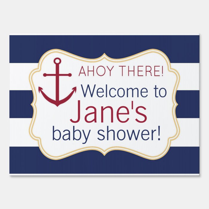 Nautical Ahoy There Baby Shower Yard Sign