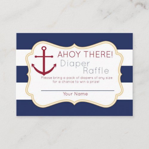 Nautical Ahoy There Diaper Raffle Ticket Enclosure Card