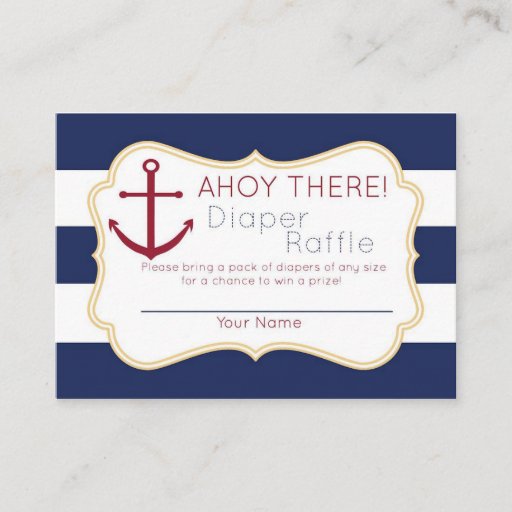 Customizable Nautical Ahoy There Diaper Raffle Ticket Business Cards
