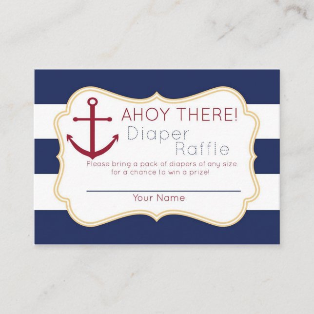 Nautical Ahoy There Diaper Raffle Ticket Enclosure Card (Front)