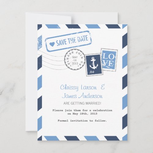 Nautical Airmail Card Save the Date