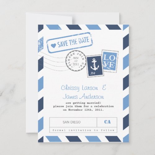 Nautical Airmail Card Save the Date