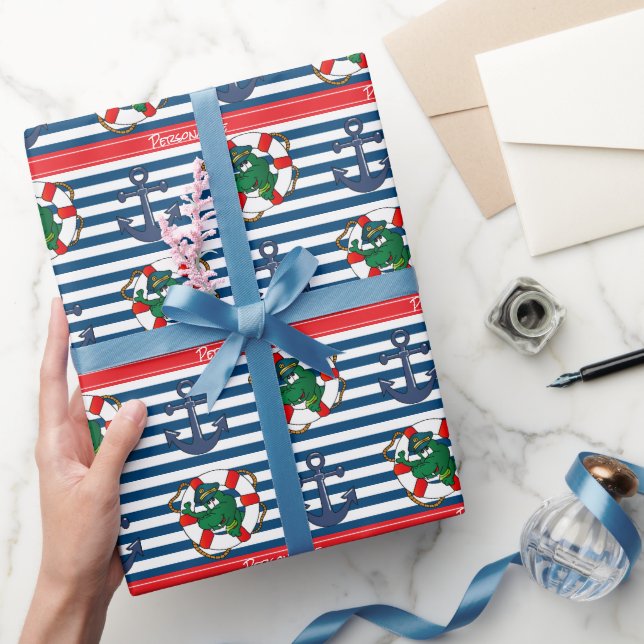 Nautical Alligator Baby Shower / Kids Birthday Wrapping Paper (Gifting)
