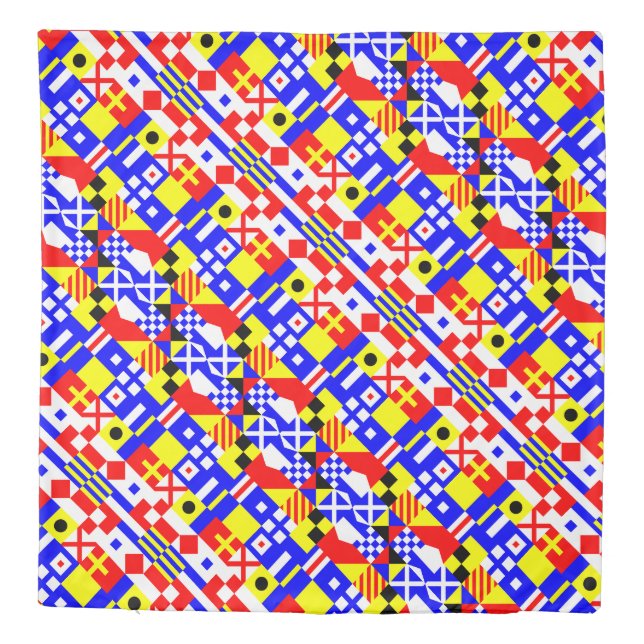 Nautical Alphabet Signal Flags Pattern Duvet Cover (Back)