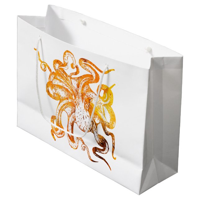 Nautical amber octopus large gift bag (Front Angled)