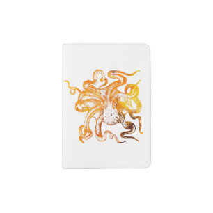 Nautical amber octopus passport holder