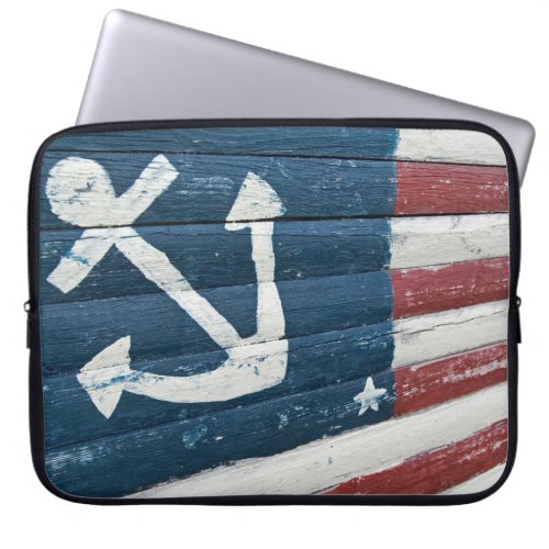 Nautical American Flag  Laptop Sleeve