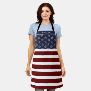 Nautical American Flag Red White Blue Starfish Apron