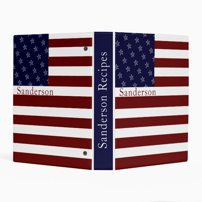 Nautical American Flag Red White Blue Starfish  Re Mini Binder (Background)