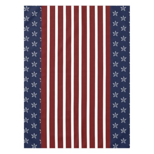 Nautical American Flag Red White Blue Starfish Tablecloth