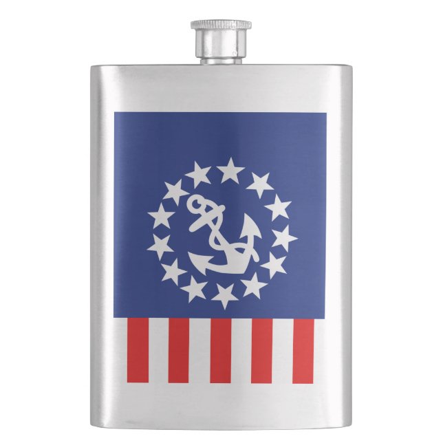 Nautical American Yacht Flag Decor Hip Flask (Front)