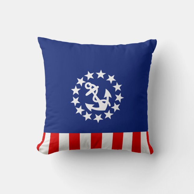 Nautical American Yacht Flag Decor Throw Pillow (Front)