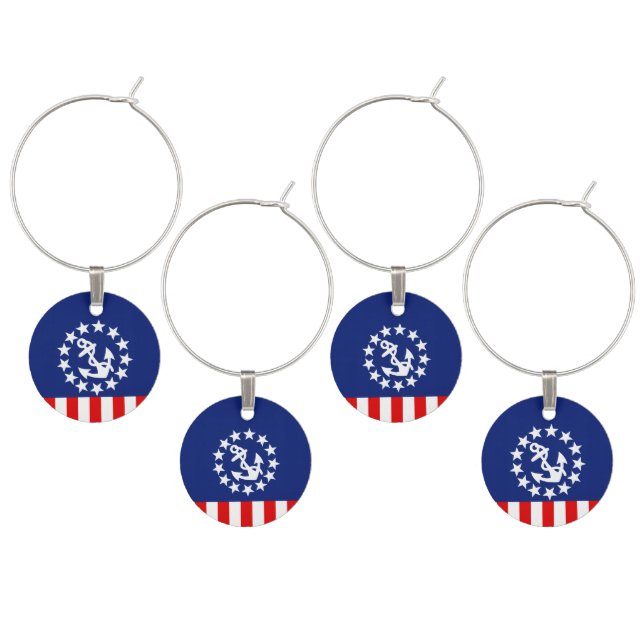 Nautical American Yacht Flag Decor Wine Charm (Staggered)
