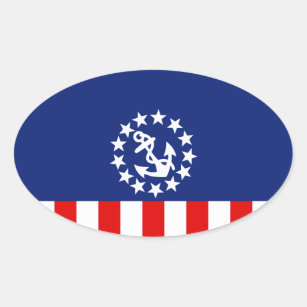 Nautical American Yacht Flag is at the Marina Oval Sticker