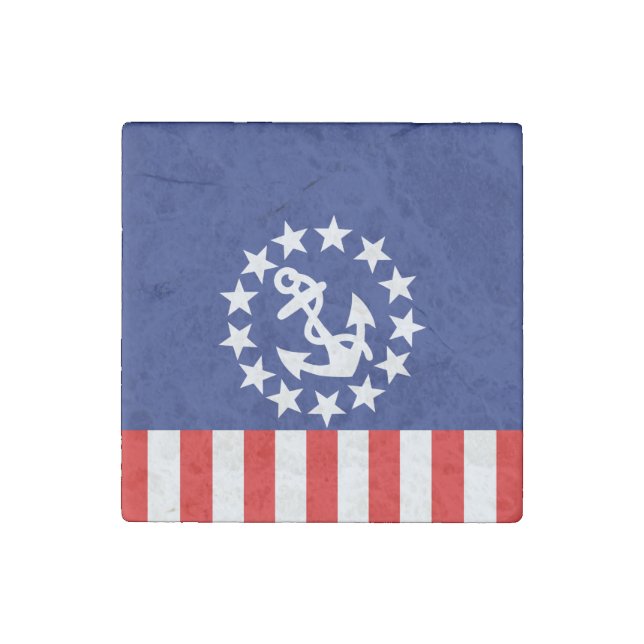 Nautical American Yacht Flag is at the Marina Stone Magnet (Front)