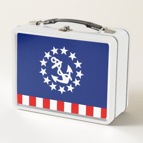 Nautical American Yacht Flag Stars Metal Lunch Box