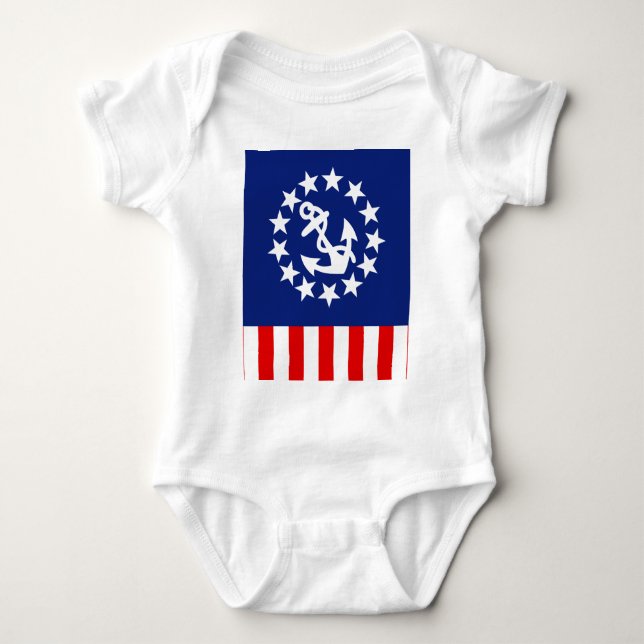 Nautical American Yacht Flag Symbol Baby Bodysuit (Front)